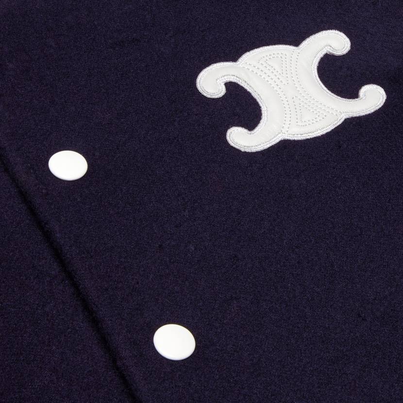 vestir CELINE Chaqueta tipo peluche Chelsea de cachemira de doble cara Armada mujer NL48730