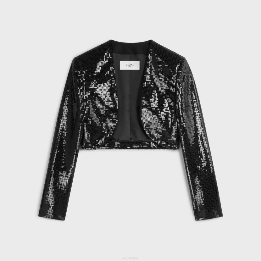 vestir CELINE bolero bordado en gabardina de lana negro mujer NL48726