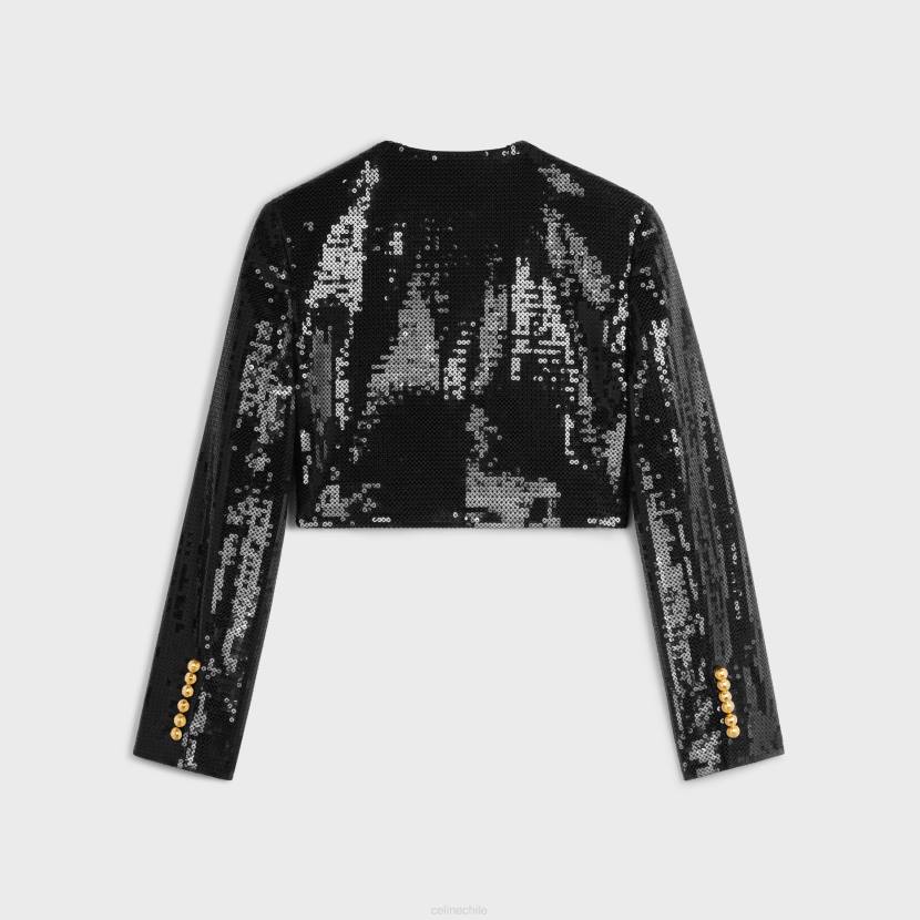 vestir CELINE bolero bordado en gabardina de lana negro mujer NL48726