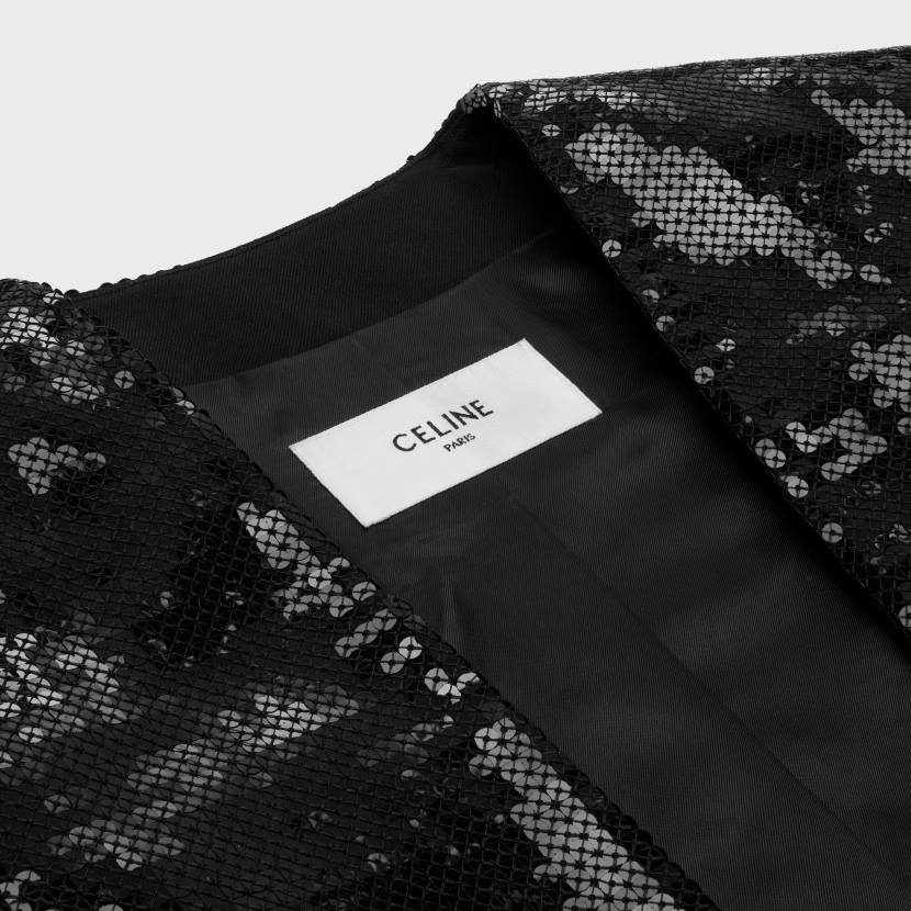 vestir CELINE bolero bordado en gabardina de lana negro mujer NL48726