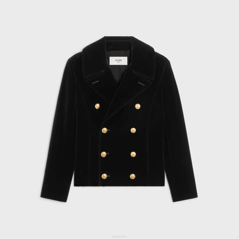 vestir CELINE chaquetón militar en terciopelo de algodón negro mujer NL48685
