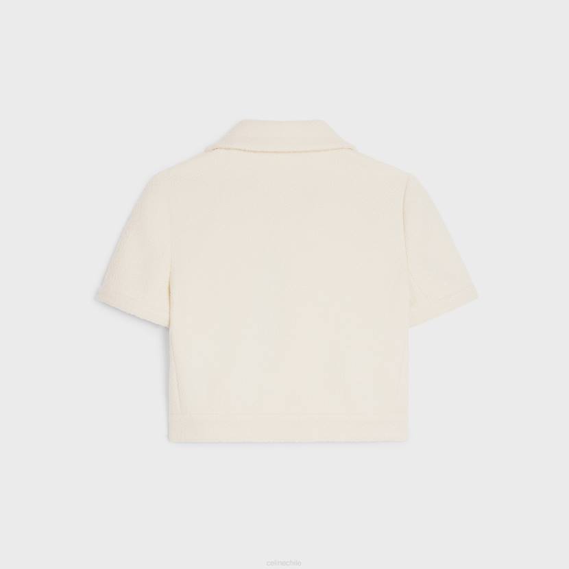 vestir CELINE chaqueta Chelsea corta de tweed craie mujer NL48736