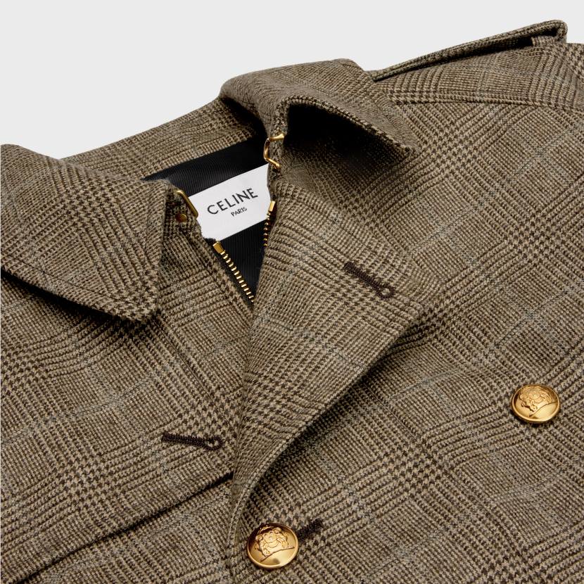 vestir CELINE chaqueta bomber de franela príncipe de gales camello/ebene/gris mujer NL48693