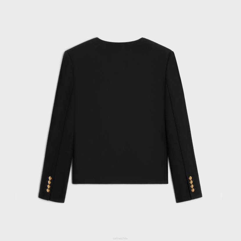 vestir CELINE chaqueta chasseur de franela de cachemira negro mujer NL48629