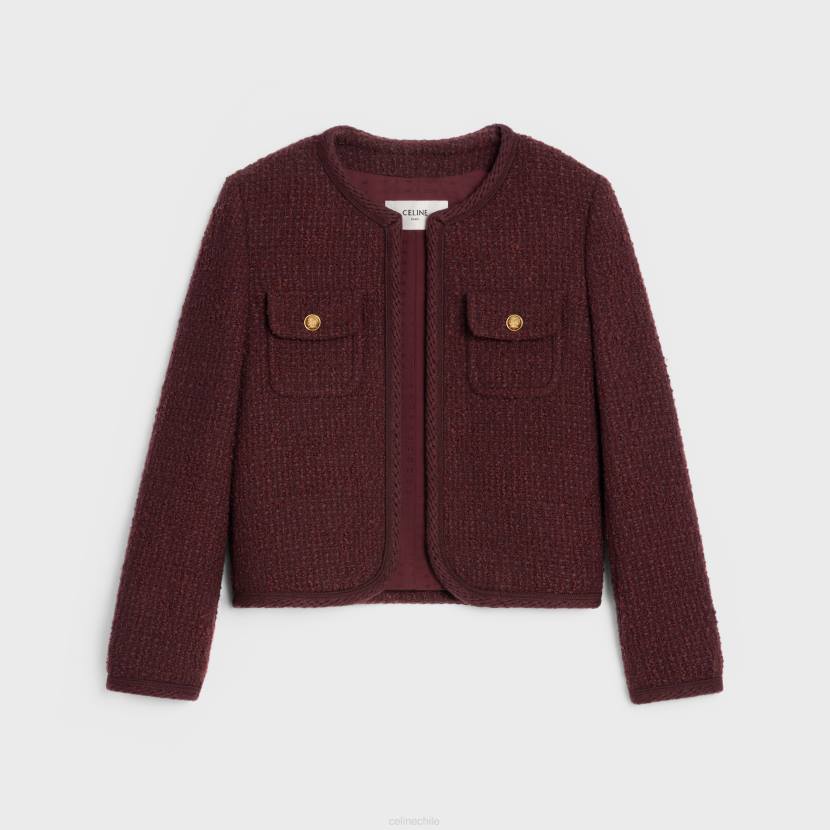 vestir CELINE chaqueta chelsea de tweed boucle Burdeos mujer NL48690