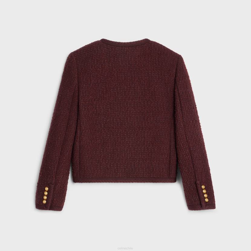 vestir CELINE chaqueta chelsea de tweed boucle Burdeos mujer NL48690