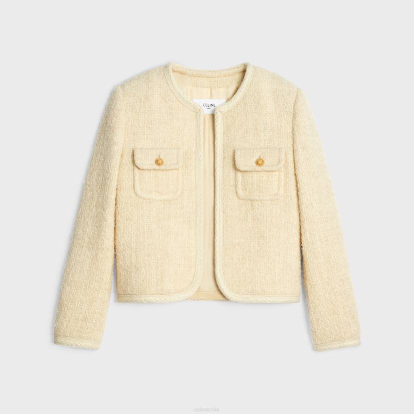 vestir CELINE chaqueta chelsea de tweed claro vainilla mujer NL48691