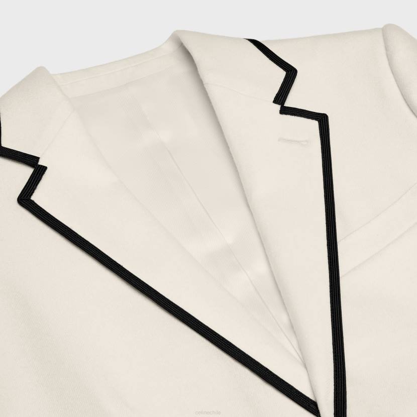 vestir CELINE chaqueta corta de franela de cachemira blanquecino mujer NL48710