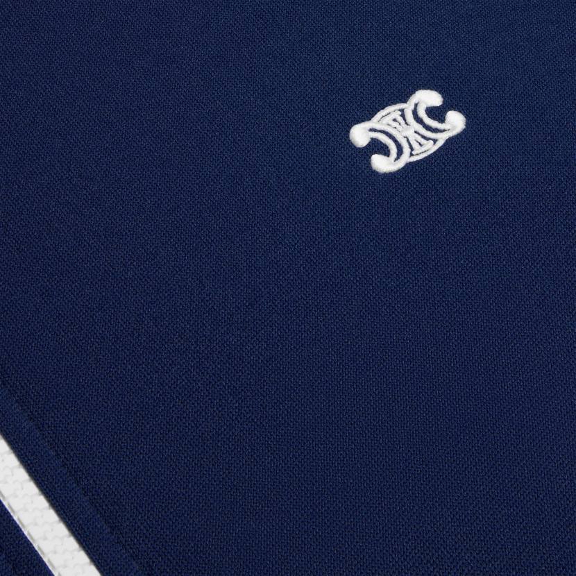 vestir CELINE chaqueta de chándal de punto de doble cara azul marino/rojo/blanco roto mujer NL48596