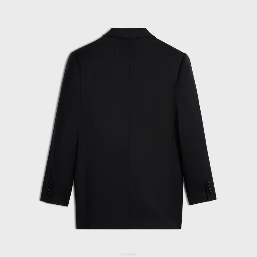 vestir CELINE chaqueta de esmoquin tommy de gabardina de lana ultra negro mujer NL48571