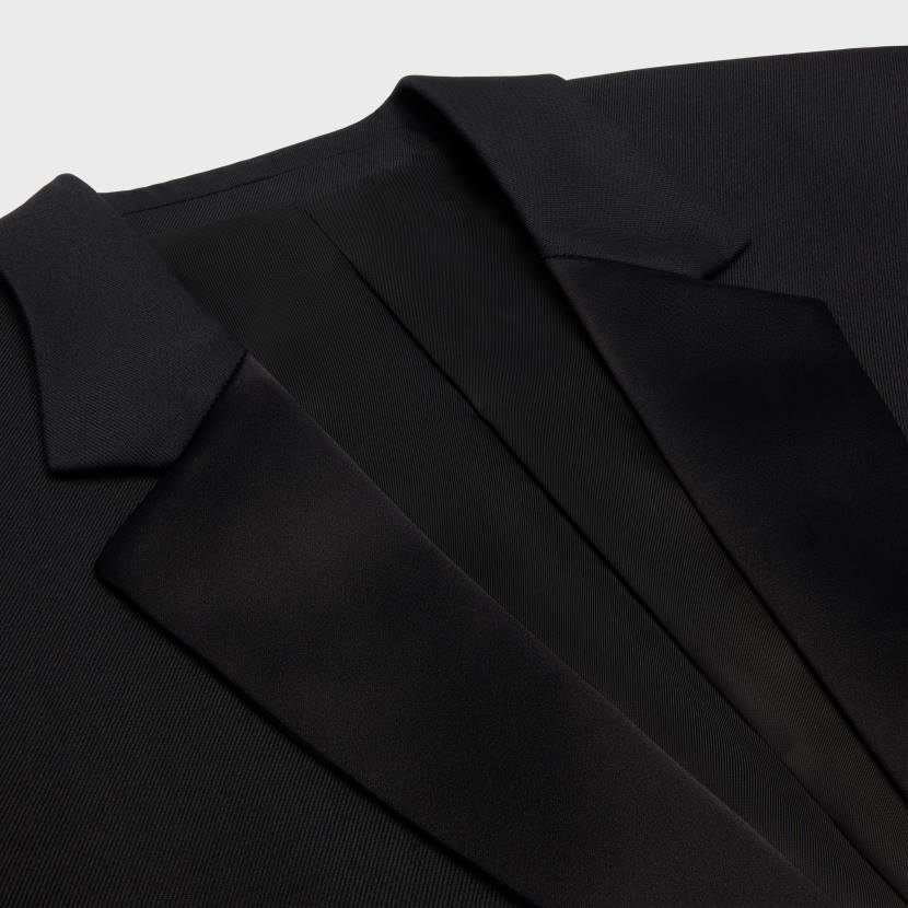 vestir CELINE chaqueta de esmoquin tommy de gabardina de lana ultra negro mujer NL48571