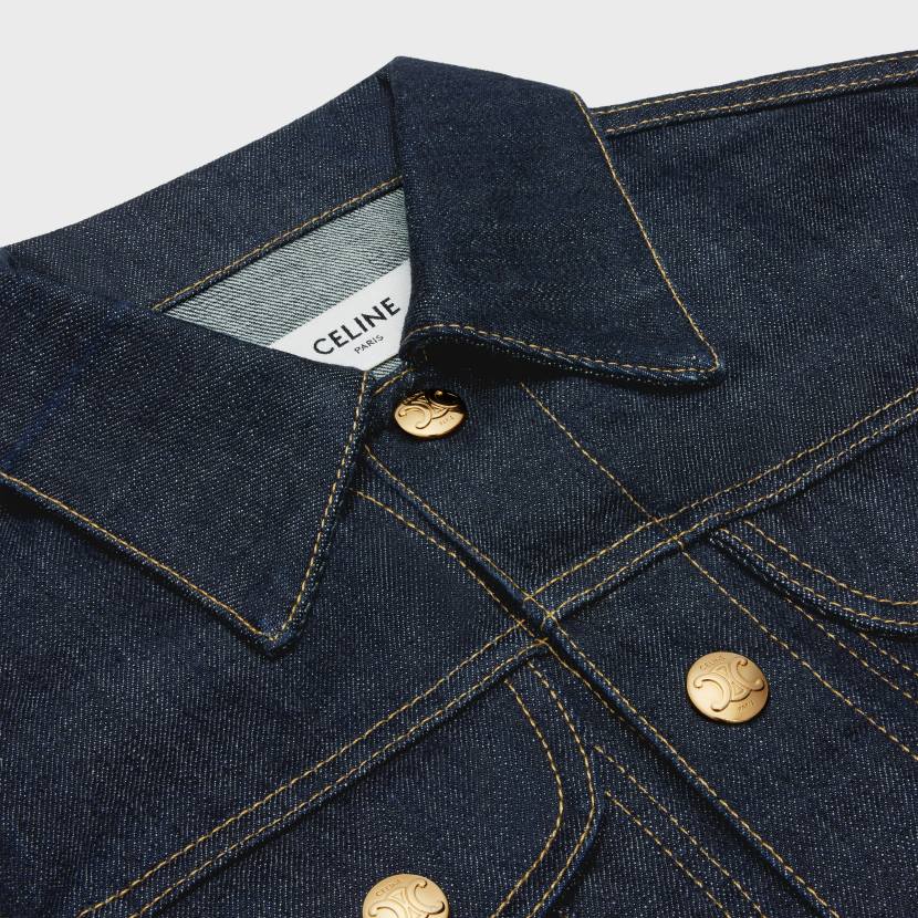 vestir CELINE chaqueta estilo camionero en denim lavado enjuagado mujer NL48733