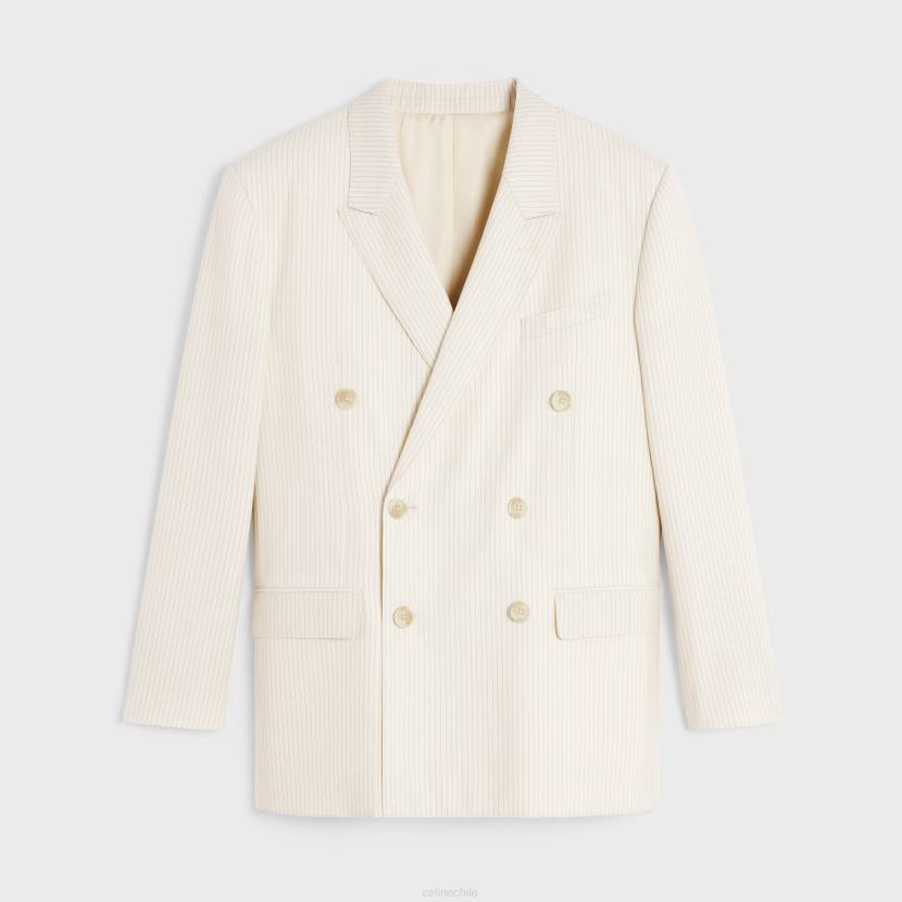 vestir CELINE chaqueta jude de lana ligera a rayas marfil/negro mujer NL48717