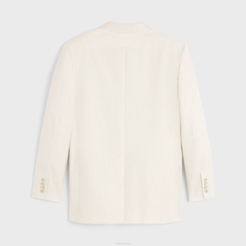 vestir CELINE chaqueta jude de lana ligera a rayas marfil/negro mujer NL48717