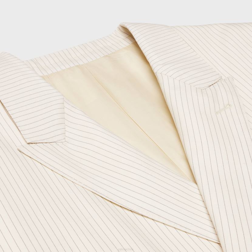 vestir CELINE chaqueta jude de lana ligera a rayas marfil/negro mujer NL48717