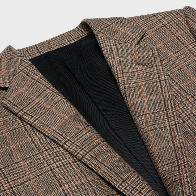 vestir CELINE chaqueta larga de cachemir príncipe de gales camello/noisette/negro mujer NL48708