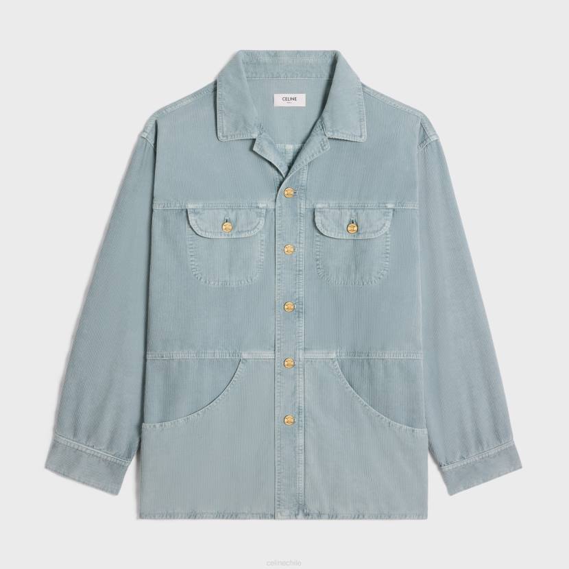 vestir CELINE chaqueta tipo abrigo de pana enjuague de pana envejecida mujer NL48567