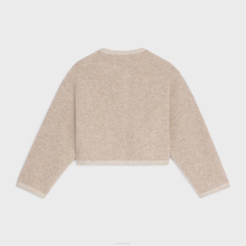 vestir CELINE chaqueta tipo cárdigan de lana de alpaca avena mujer NL48767