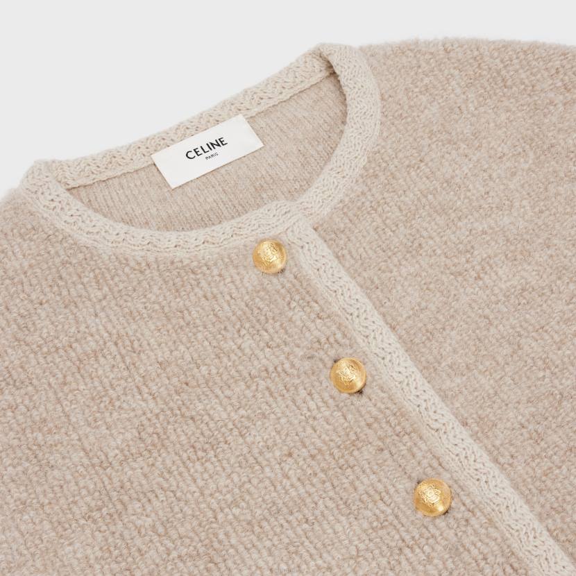 vestir CELINE chaqueta tipo cárdigan de lana de alpaca avena mujer NL48767