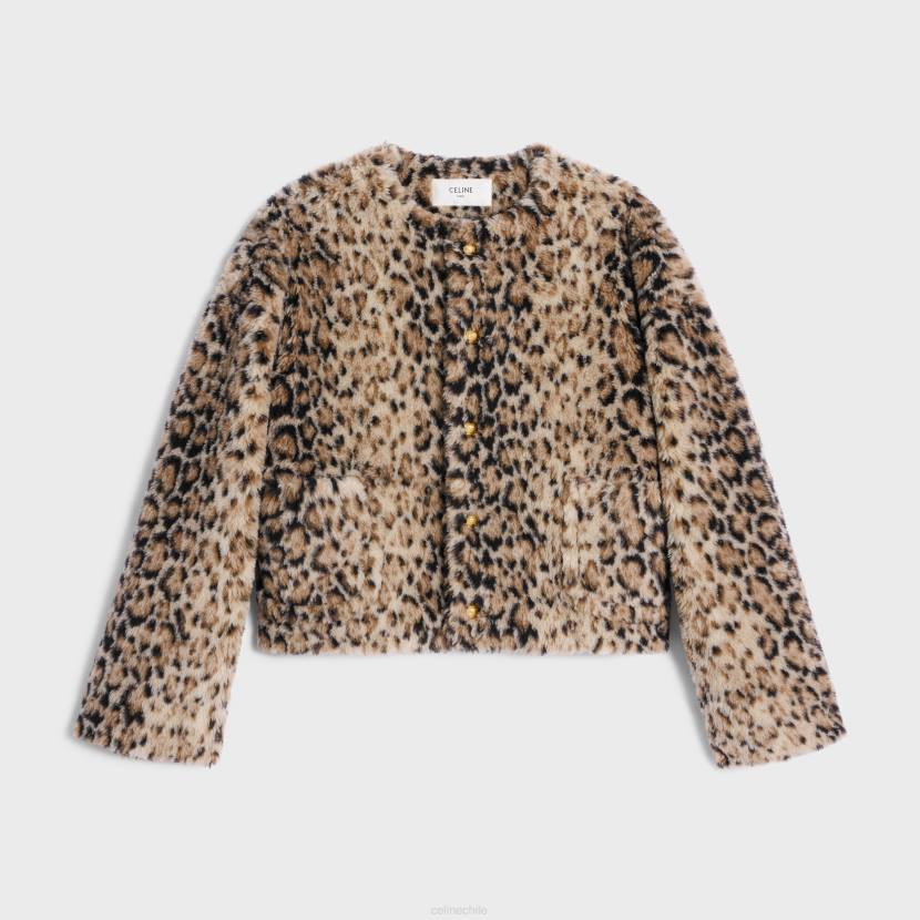 vestir CELINE chaqueta tipo cárdigan de lana peluda leopardo mujer NL48619
