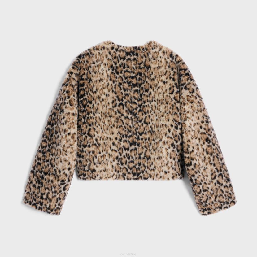vestir CELINE chaqueta tipo cárdigan de lana peluda leopardo mujer NL48619