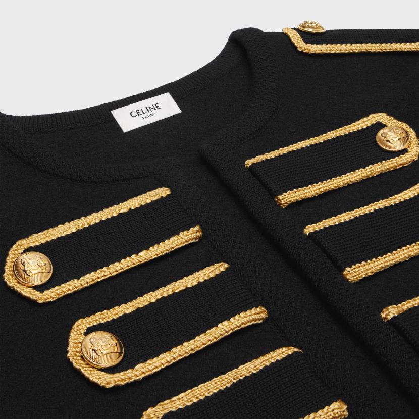 vestir CELINE chaqueta tipo cárdigan militar de lana negro mujer NL48618
