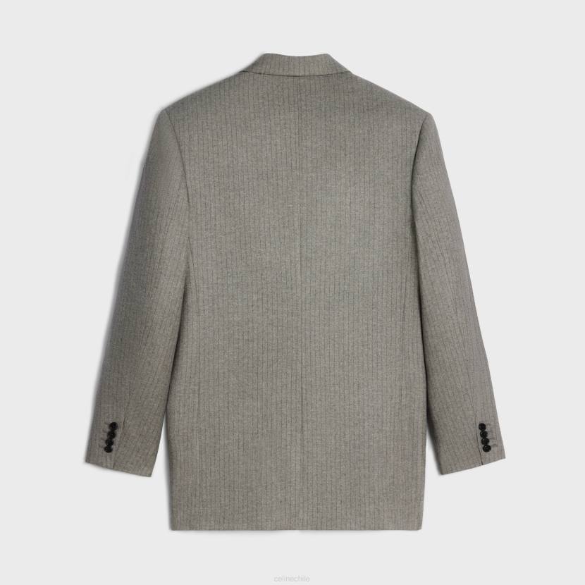 vestir CELINE chaqueta tommy de franela a rayas betún/antracita mujer NL48574