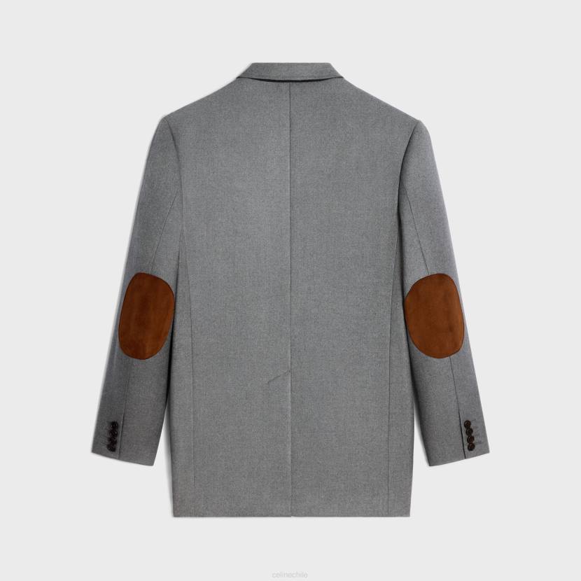 vestir CELINE chaqueta tommy de franela de cachemir gris melange mujer NL48575