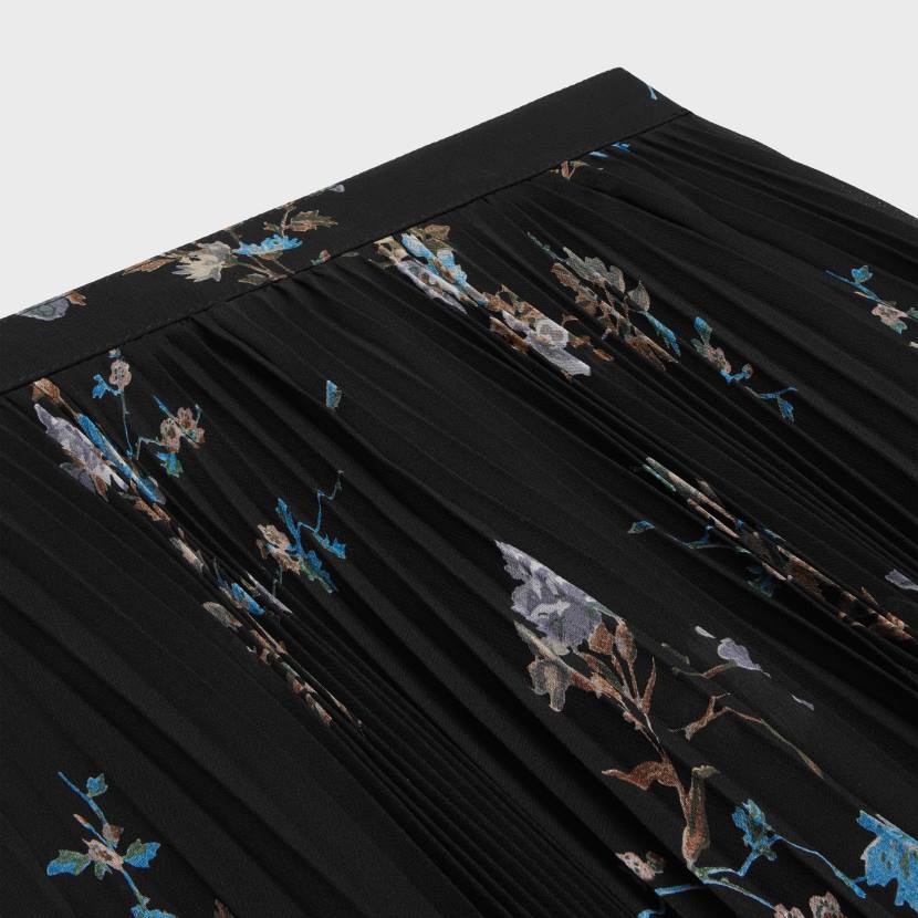 vestir CELINE falda con pliegues rayos de sol en georgette de seda negro/azul mujer NL48808