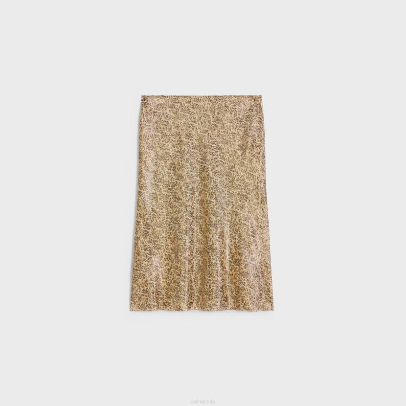 vestir CELINE falda de georgette de seda leopardo/argenta mujer NL48660