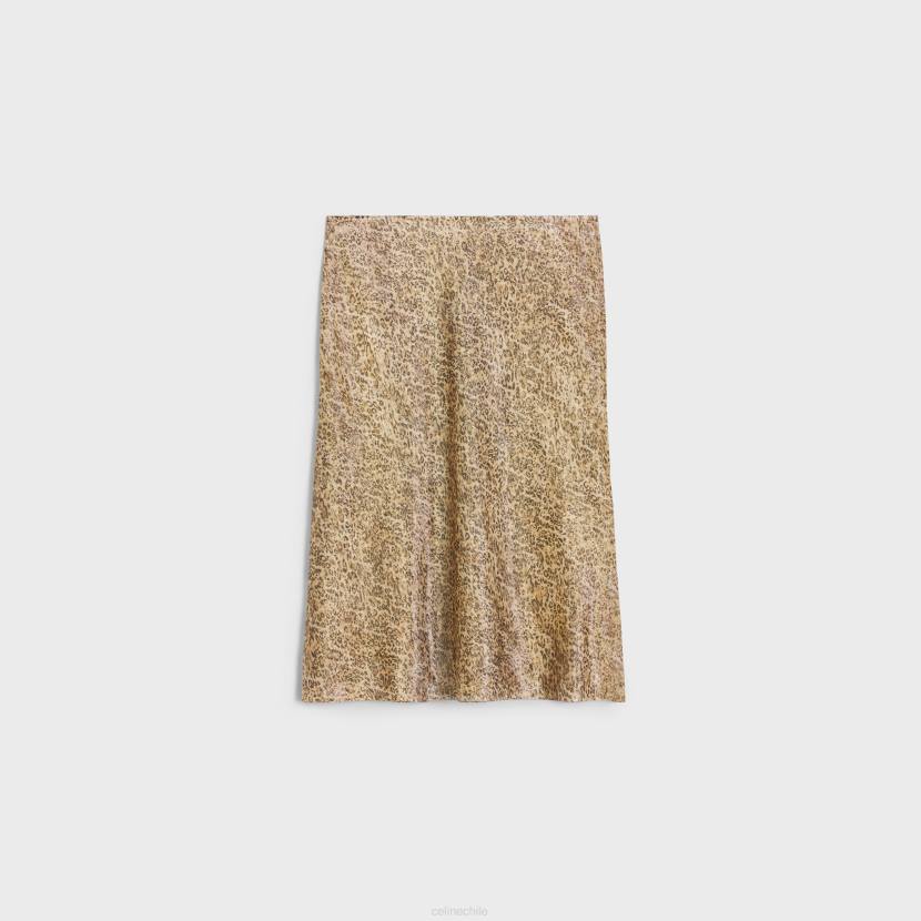 vestir CELINE falda de georgette de seda leopardo/argenta mujer NL48660