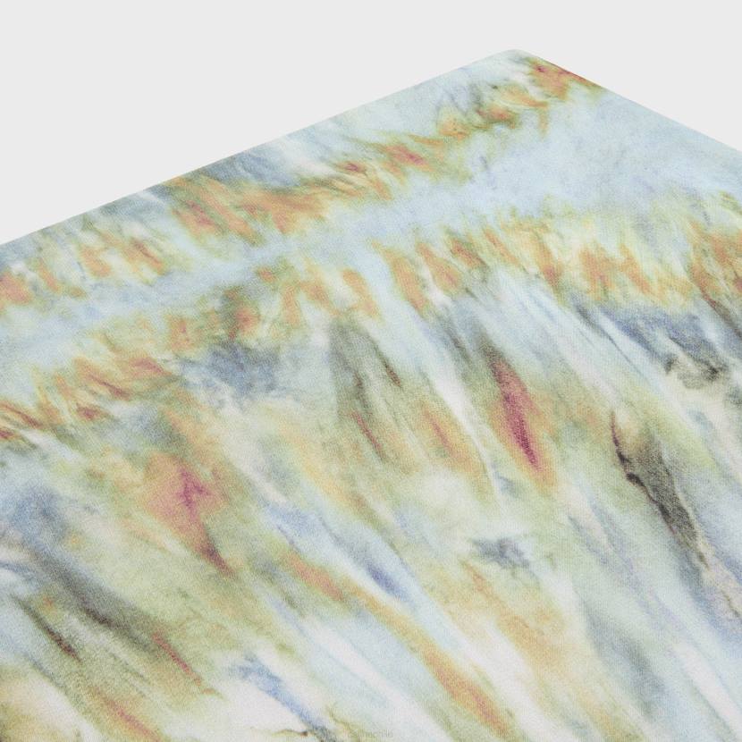 vestir CELINE falda midi de georgette de seda azul grunge/terracota/caqui mujer NL48586