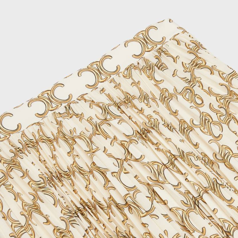 vestir CELINE falda plisada en crepé de China crema/o mujer NL48811