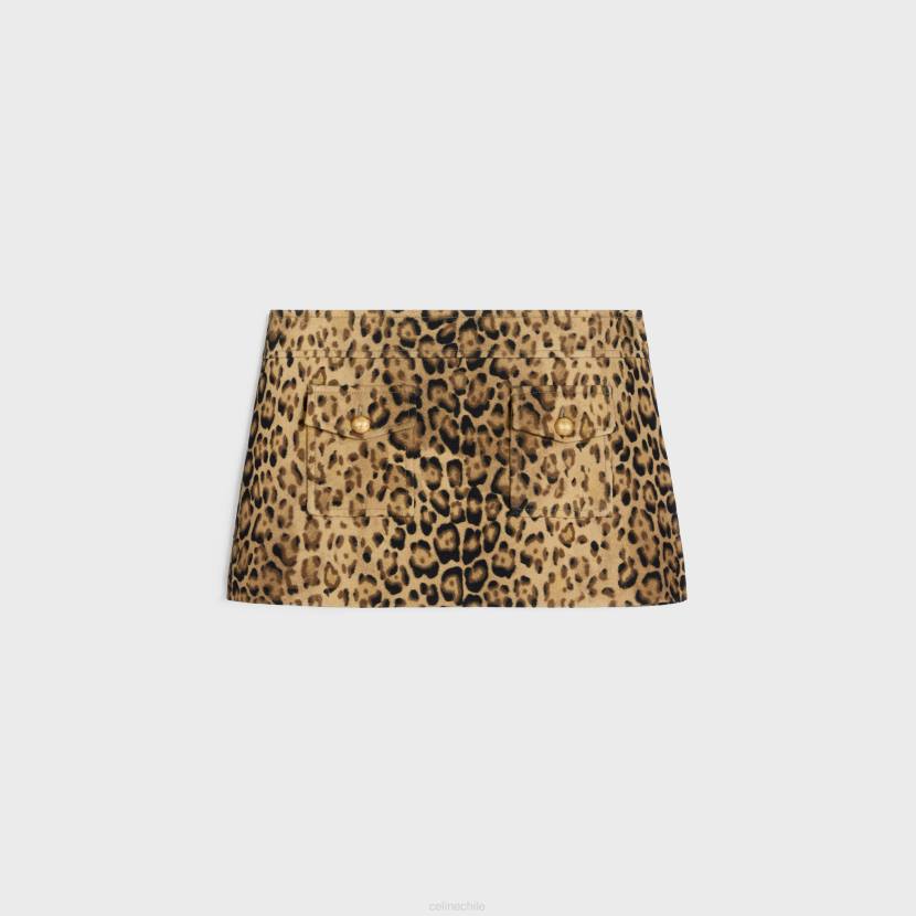 vestir CELINE minifalda bandeau de lana doble leopardo mujer NL48550