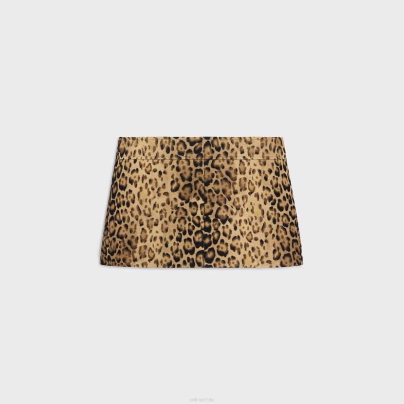 vestir CELINE minifalda bandeau de lana doble leopardo mujer NL48550