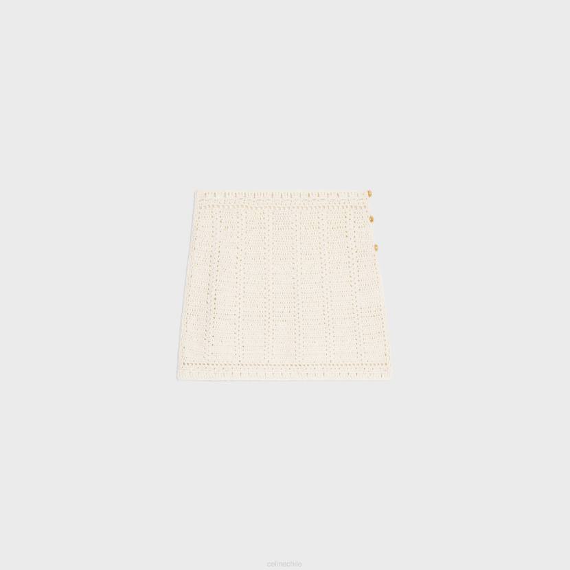 vestir CELINE minifalda de algodón a crochet blanquecino mujer NL48820
