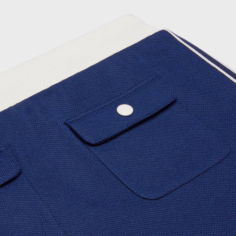 vestir CELINE minifalda de punto texturizado azul marino/blanco roto mujer NL48827