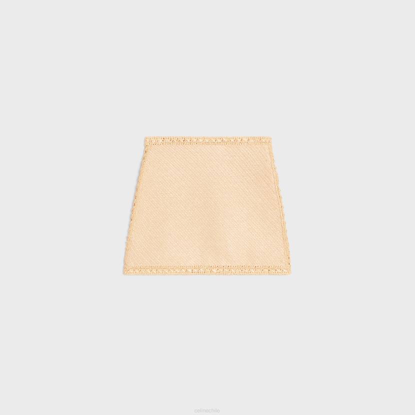 vestir CELINE minifalda de rafia tejida a crochet natural mujer NL48819