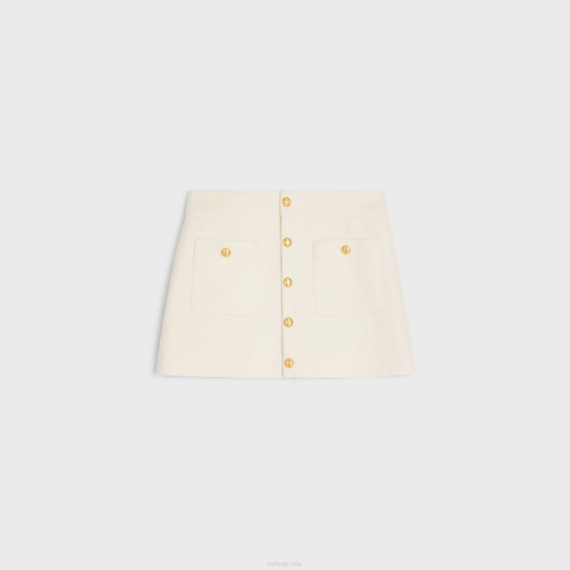 vestir CELINE minifalda trapecio de tweed craie mujer NL48821