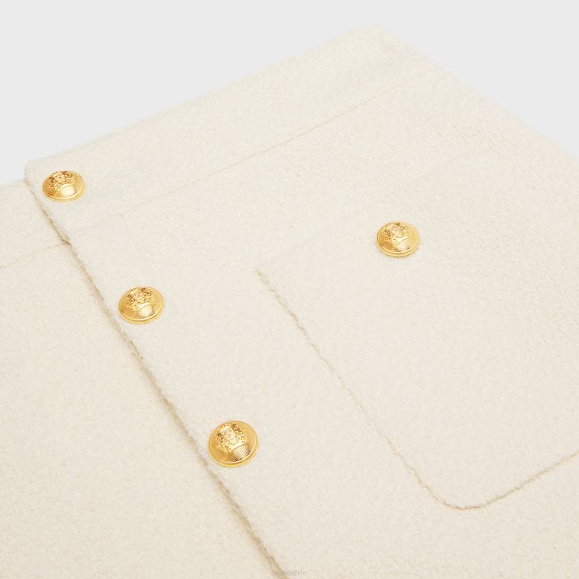 vestir CELINE minifalda trapecio de tweed craie mujer NL48821