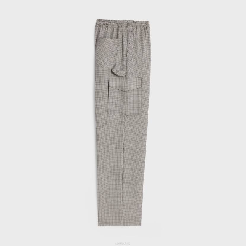 vestir CELINE pantalones cargo de lana craie/beige/negro mujer NL48880