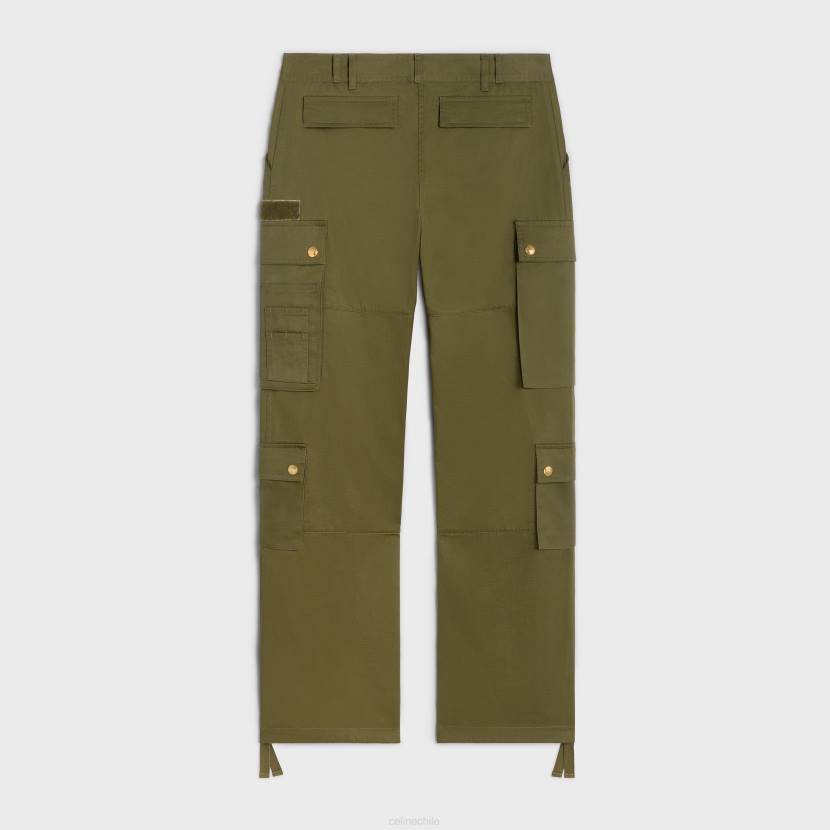 vestir CELINE pantalones cargo de lino y algodón caqui militar mujer NL48650