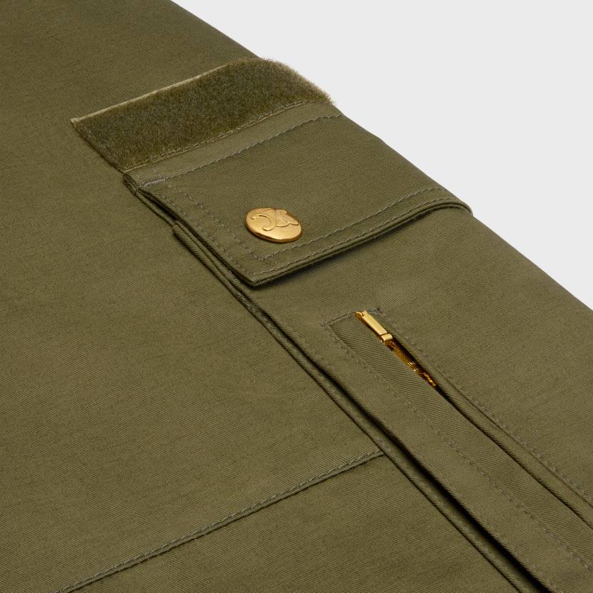 vestir CELINE pantalones cargo de lino y algodón caqui militar mujer NL48650