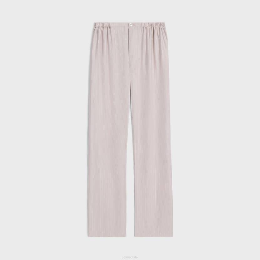 vestir CELINE pantalones de pijama de seda a rayas rosa clair/craie mujer NL48682