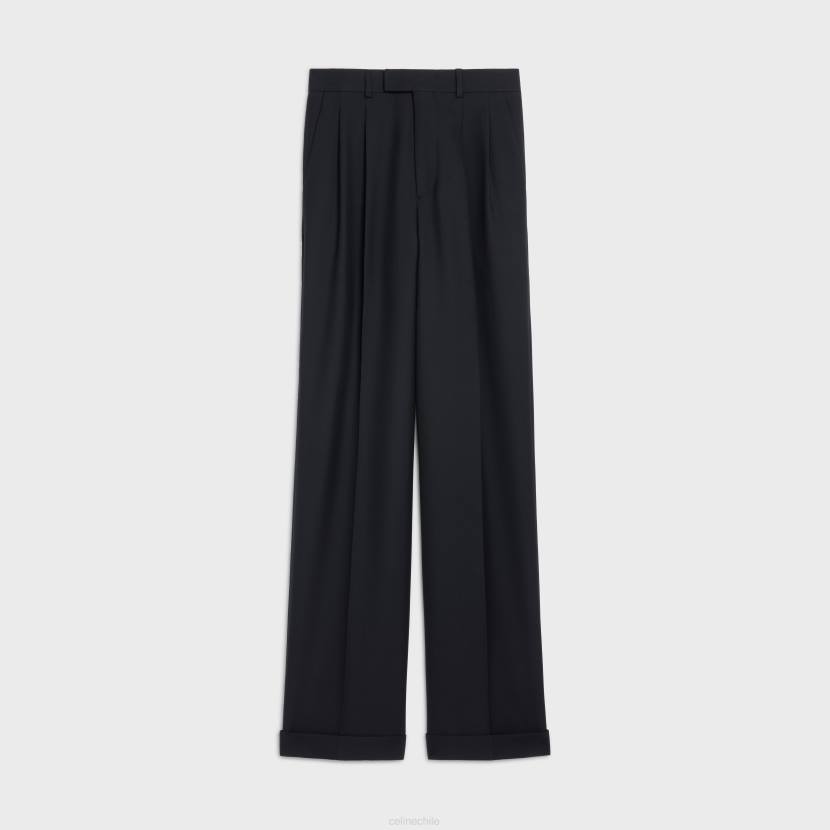 vestir CELINE pantalones margarita de gabardina de lana negro mujer NL48874