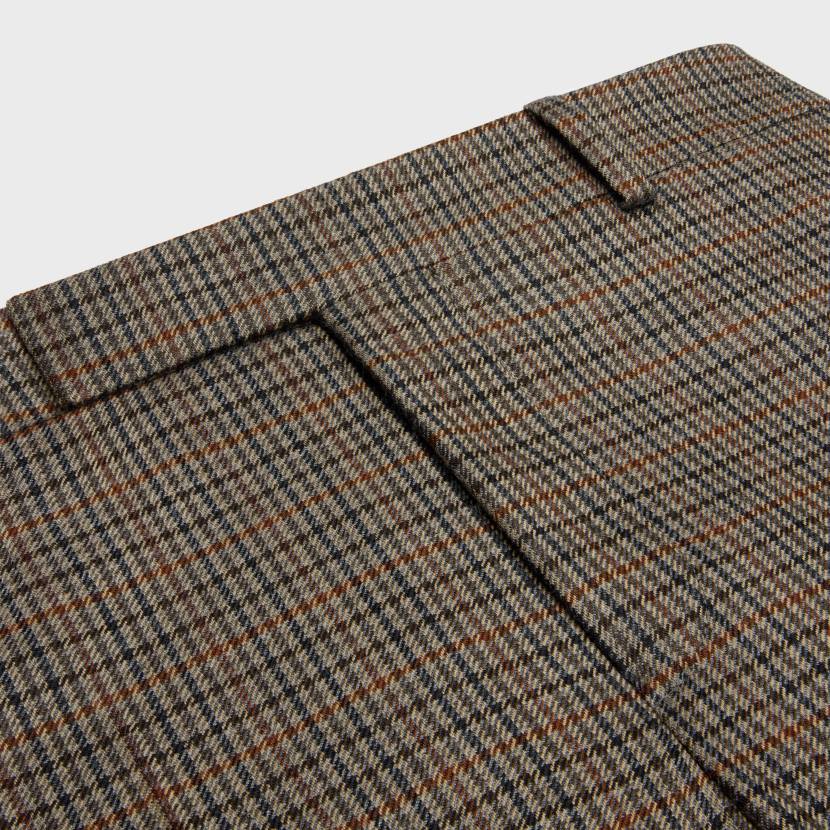 vestir CELINE pantalones tommy de lana a cuadros beige/azul/cuivre mujer NL48648