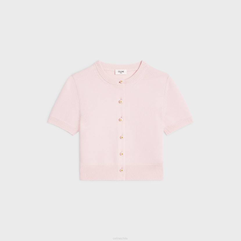 vestir CELINE cárdigan corto de cachemira tradicional Rosa claro mujer NL48770