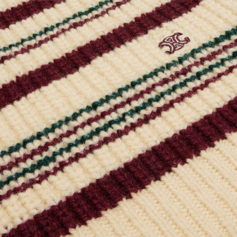 vestir CELINE jersey de cuello redondo de lana acanalada a rayas blanquecino mujer NL48749