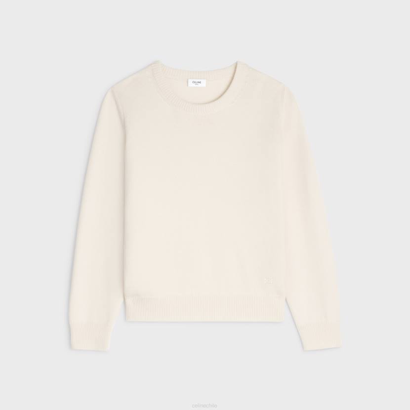 vestir CELINE suéter con cuello redondo en cachemir tradicional blanquecino mujer NL48755