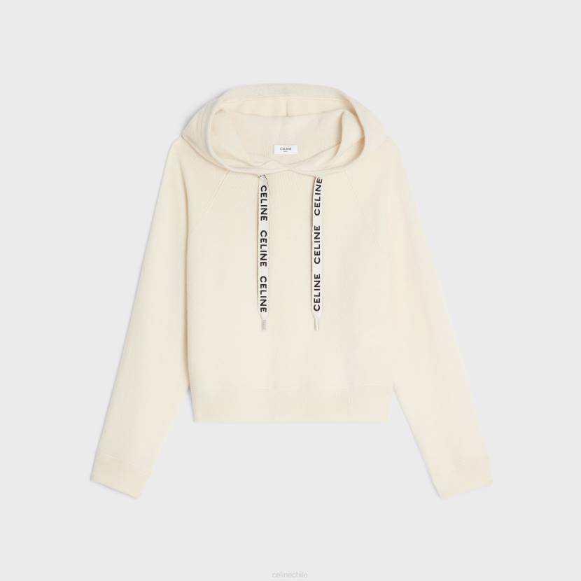 vestir CELINE suéter corto con capucha de lana y cachemira blanquecino mujer NL48610